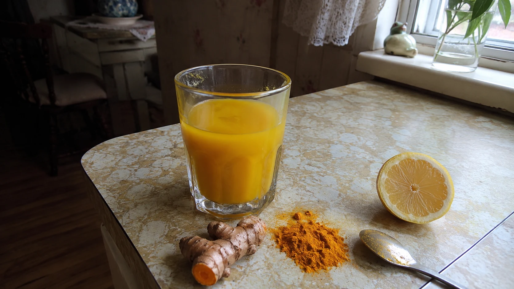The simple homemade Japanese cocktail next to swollen, inflamed feet